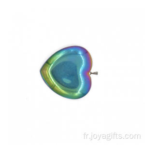 Charme arc en ciel coloré hématite pendentif coeur avec Clip Toggle